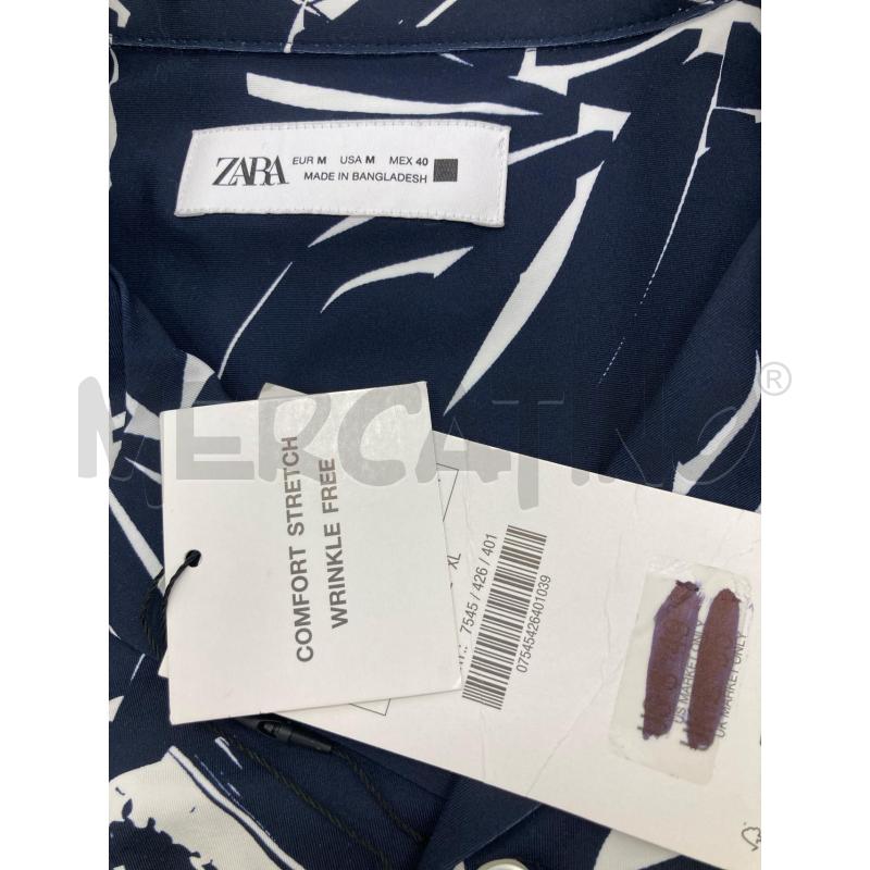 CAMICIA UOMO ZARA BLU FOGLIA BIANCA CARTELLINO | Mercatino dell'Usato Gazzada schianno 3