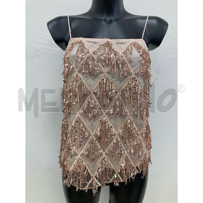 CANOTTA DONNA MOTIVI ROSA PAILLETTES CARTELLINO | Mercatino dell'Usato Gazzada schianno 1