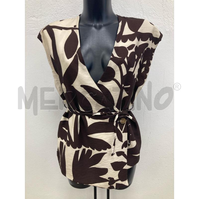 CANOTTA DONNA ZSTUDIO BEIGE DISEGNO MARRONE CARTELLINO | Mercatino dell'Usato Gazzada schianno 1