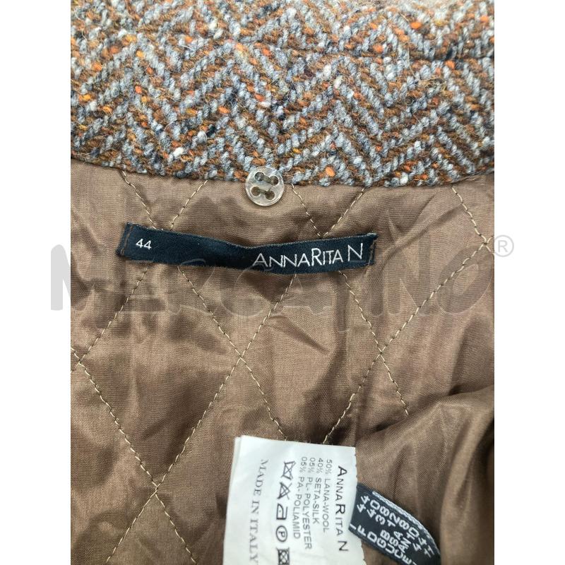 CAPPOTTO DONNA ANNARITA MELANGE GRIGIO MARRONE LUNGO | Mercatino dell'Usato Gazzada schianno 5
