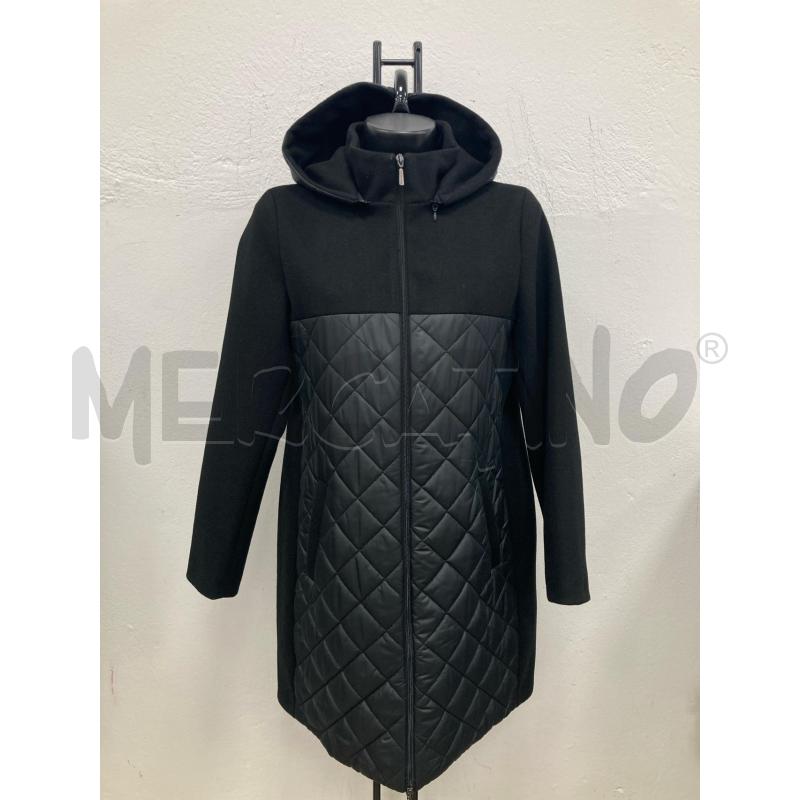 CAPPOTTO DONNA ELENA NERO TRAPUNTATO MANICHE TESSUTO | Mercatino dell'Usato Gazzada schianno 1