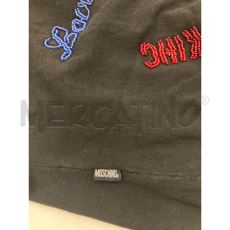 CARDIGAN DONNA MOSCHINO NERO SCRITTE PERLINE | Mercatino dell'Usato Gazzada schianno 4
