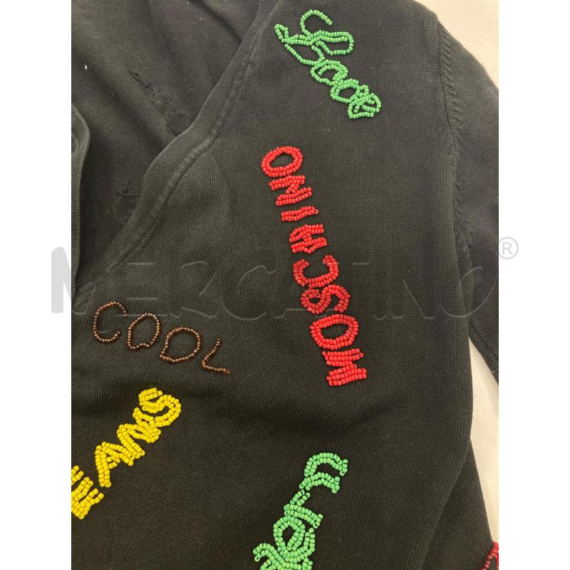 CARDIGAN DONNA MOSCHINO NERO SCRITTE PERLINE | Mercatino dell'Usato Gazzada schianno 5