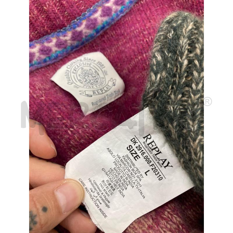 CARDIGAN DONNA REPLAY MELANGE ROSA VERDE  | Mercatino dell'Usato Gazzada schianno 4