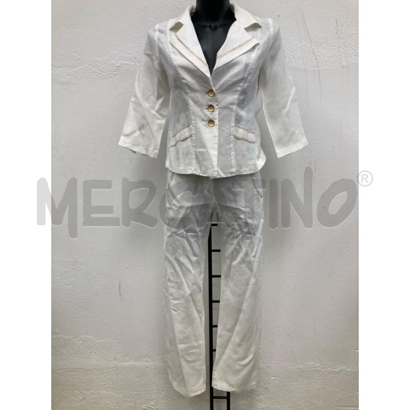 COMPLETO DONNA LINO BIANCO CUCITURA BEIGE | Mercatino dell'Usato Gazzada schianno 1