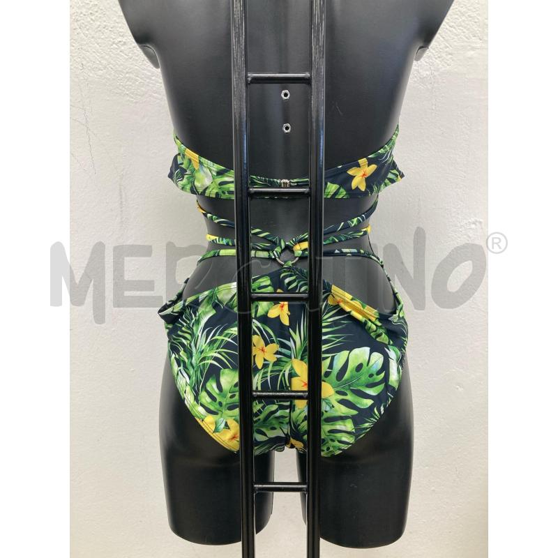 COSTUME DONNA INTERO NERO FOGLIE VERDI FIORI GIALLI | Mercatino dell'Usato Gazzada schianno 2