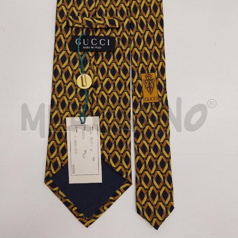 CRAVATTA GUCCI BLU ROMBI DORATI CARTELLINO | Mercatino dell'Usato Gazzada schianno 2