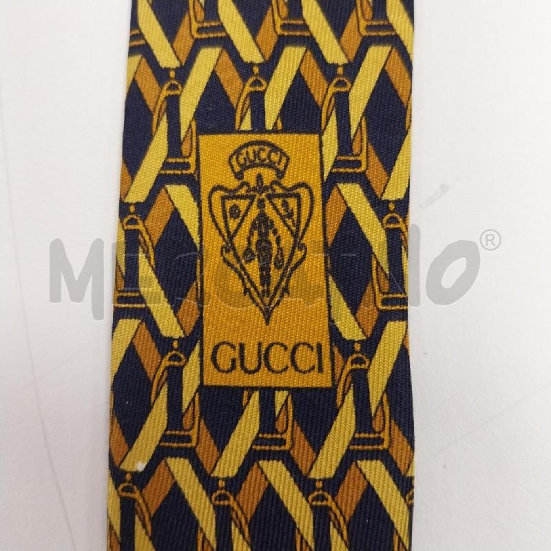 CRAVATTA GUCCI BLU ROMBI DORATI CARTELLINO | Mercatino dell'Usato Gazzada schianno 3