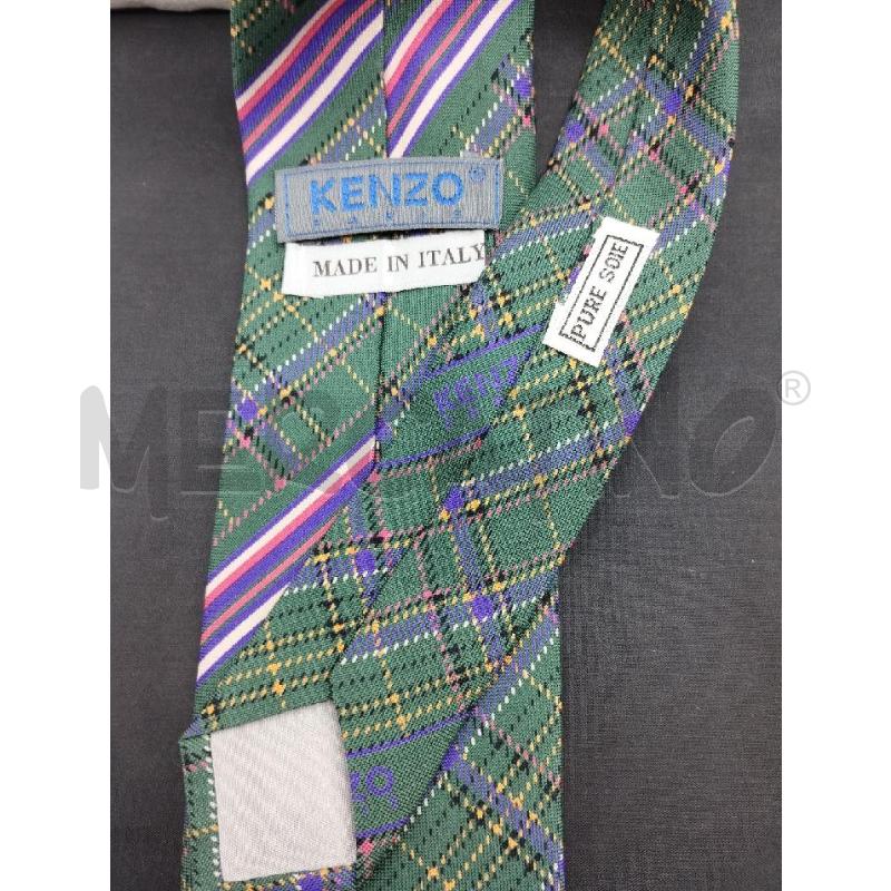 CRAVATTA KENZO VERDE RIGHE FUXIA | Mercatino dell'Usato Gazzada schianno 2