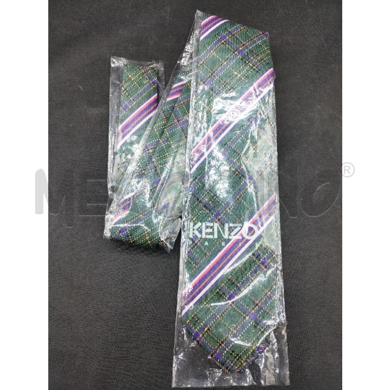 CRAVATTA KENZO VERDE RIGHE FUXIA | Mercatino dell'Usato Gazzada schianno 3