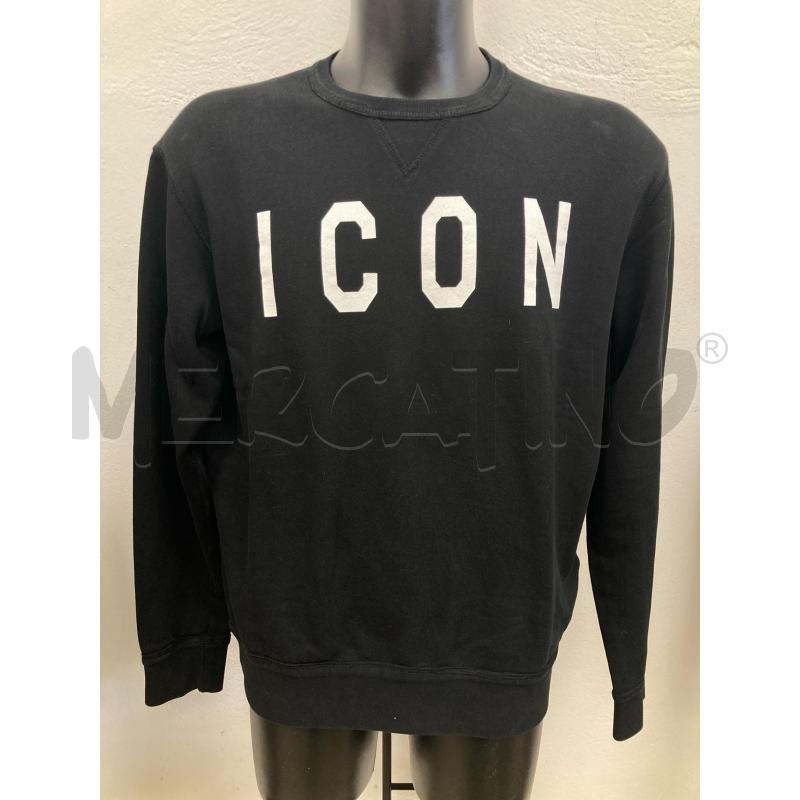 FELPA UOMO DSQUARED2 NERA SCRITTA ICON BIANCA | Mercatino dell'Usato Gazzada schianno 1