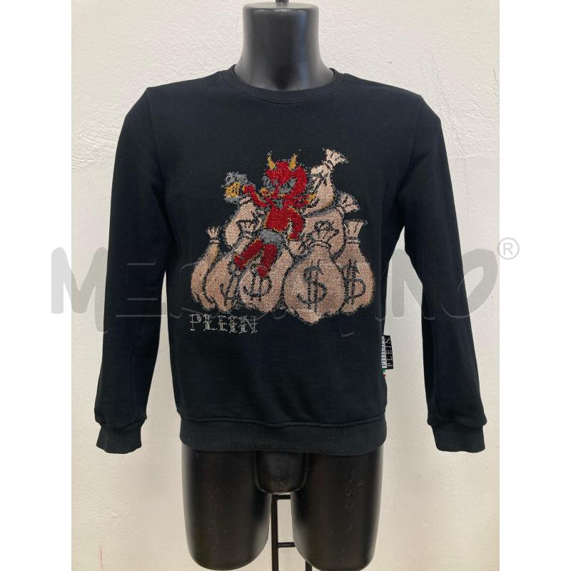 FELPA UOMO PHILIPP PLEIN NERA DISEGNO BRILLANTINATO ALCUNI MANCANTI | Mercatino dell'Usato Gazzada schianno 1
