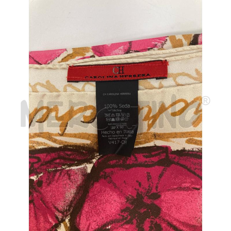 FOULARD CAROLINA HERRERA SABBIA FIORI FUXIA | Mercatino dell'Usato Gazzada schianno 2
