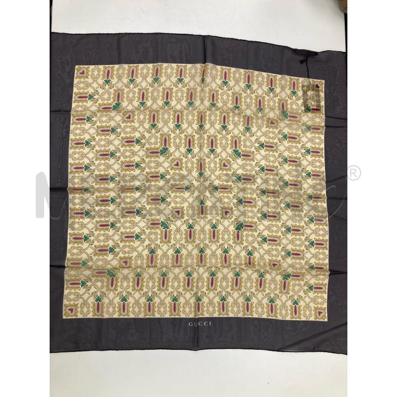FOULARD GUCCI BEIGE MARRONE DISEGNI GIALLI CARTELLINO | Mercatino dell'Usato Gazzada schianno 4