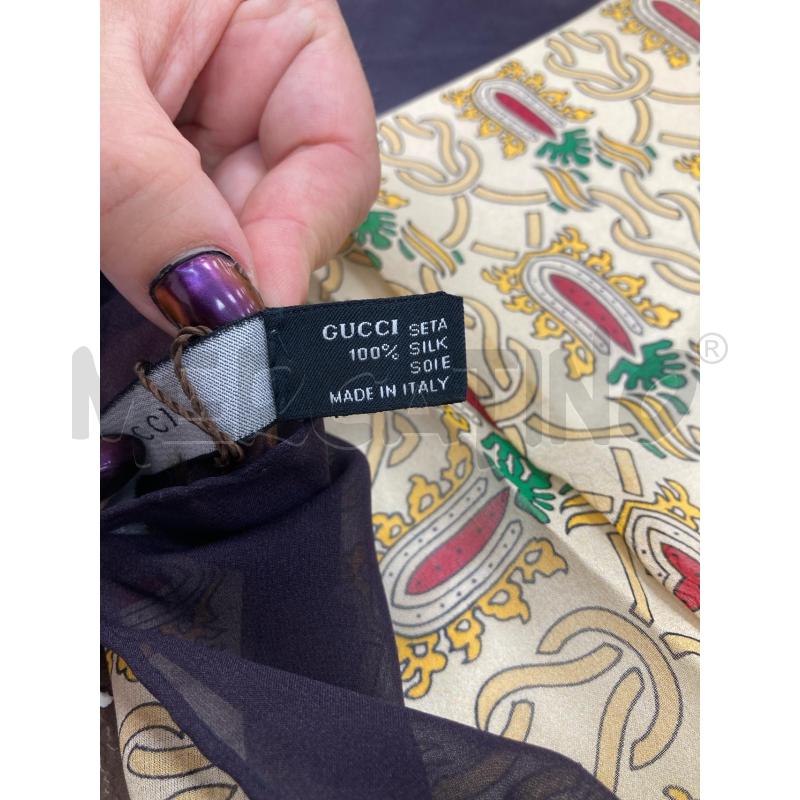 FOULARD GUCCI BEIGE MARRONE DISEGNI GIALLI CARTELLINO | Mercatino dell'Usato Gazzada schianno 5