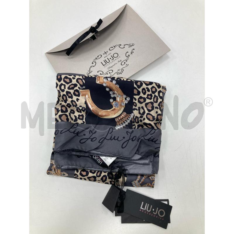 FOULARD LIUJO LEOPARDATO FERRO DI CAVALLO BORDO GRIGIO CARTELLINO  | Mercatino dell'Usato Gazzada schianno 1