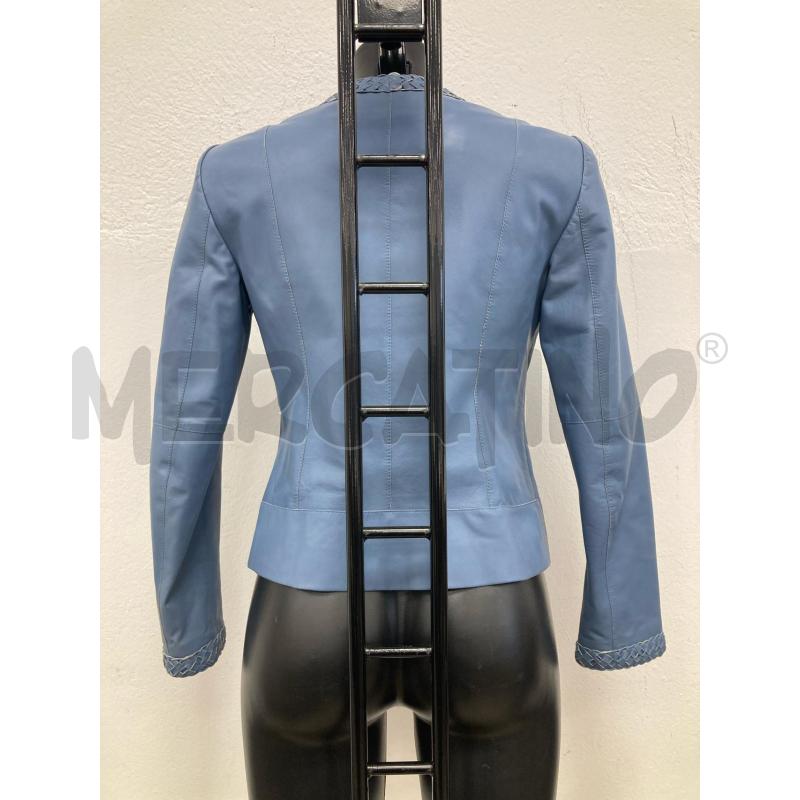 GIACCA DONNA LUISA SPAGNOLI BLU PELLE TRECCIA COLLETTO | Mercatino dell'Usato Gazzada schianno 2