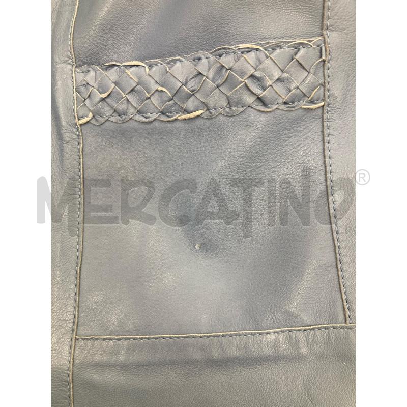 GIACCA DONNA LUISA SPAGNOLI BLU PELLE TRECCIA COLLETTO | Mercatino dell'Usato Gazzada schianno 5