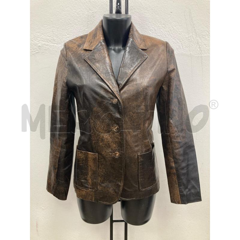 GIACCA DONNA PELLE MELANGE MARRONE  | Mercatino dell'Usato Gazzada schianno 1
