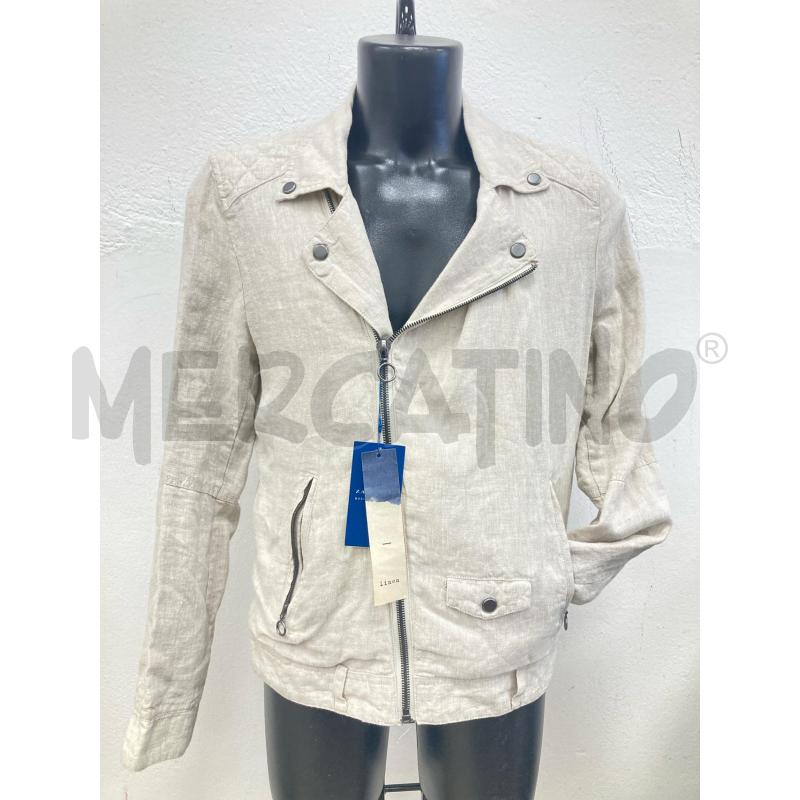 GIACCA UOMO ZARA LINO BEIGE ZIP | Mercatino dell'Usato Gazzada schianno 1