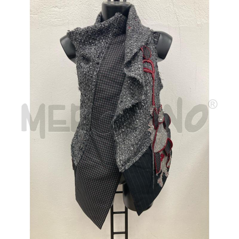 GILET DONNA ANTONIO MARRAS GRIGIO NERO FIORI BORDEAUX | Mercatino dell'Usato Gazzada schianno 1