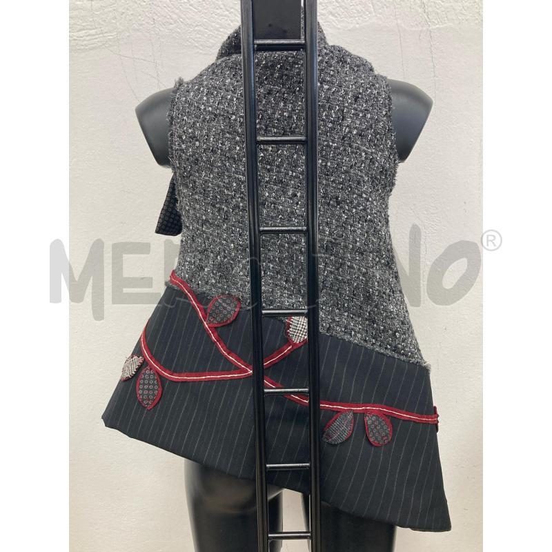 GILET DONNA ANTONIO MARRAS GRIGIO NERO FIORI BORDEAUX | Mercatino dell'Usato Gazzada schianno 5