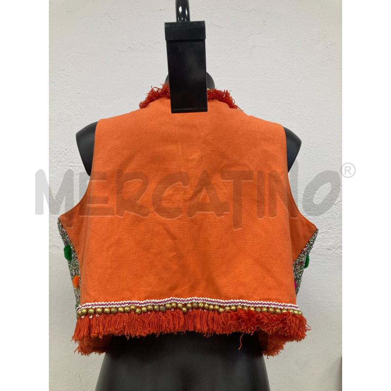 GILET DONNA MAMA KENYA ARANCIO PERLINE POM PON  | Mercatino dell'Usato Gazzada schianno 2