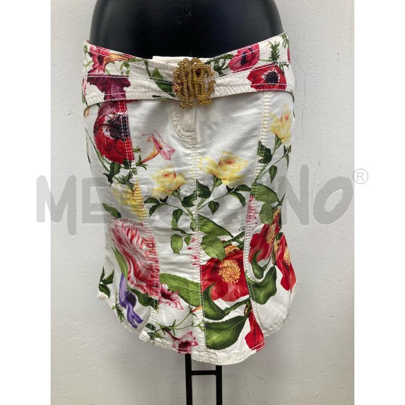 GONNA JEANS BIANCA ROBERTO CAVALLI STAMPA FIORI  | Mercatino dell'Usato Gazzada schianno 1