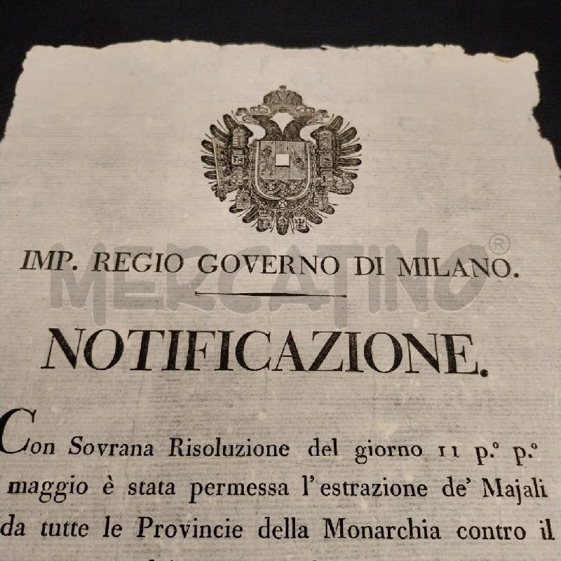 IMPERIALE REGIO GOVERNO DI MILANO 13 GIUGNO 1818 | Mercatino dell'Usato Gazzada schianno 3