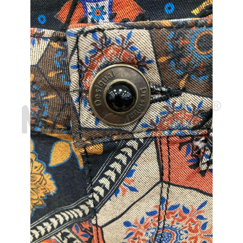 JEANS DONNA DESIGUAL NERO FANTASIA ARANCIO BLU | Mercatino dell'Usato Gazzada schianno 3