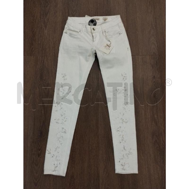 JEANS DONNA FRANCOMINA BIANCO PAILETTE PERLINE | Mercatino dell'Usato Gazzada schianno 1