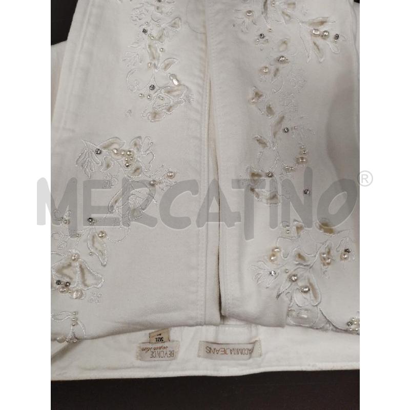 JEANS DONNA FRANCOMINA BIANCO PAILETTE PERLINE | Mercatino dell'Usato Gazzada schianno 5