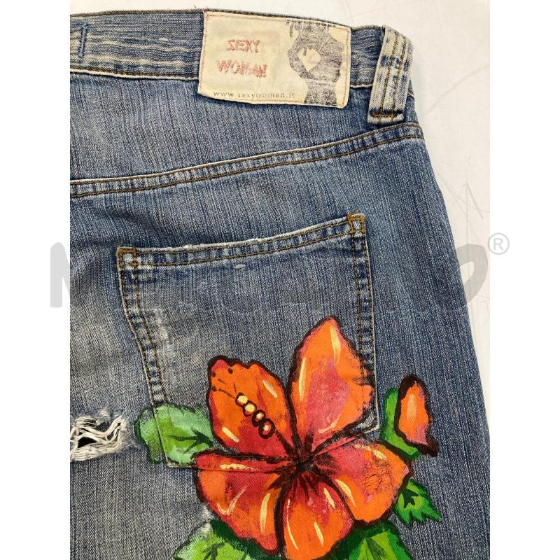 JEANS DONNA SEXY WOMAN FIORI DISEGNATI STRAPPI | Mercatino dell'Usato Gazzada schianno 5