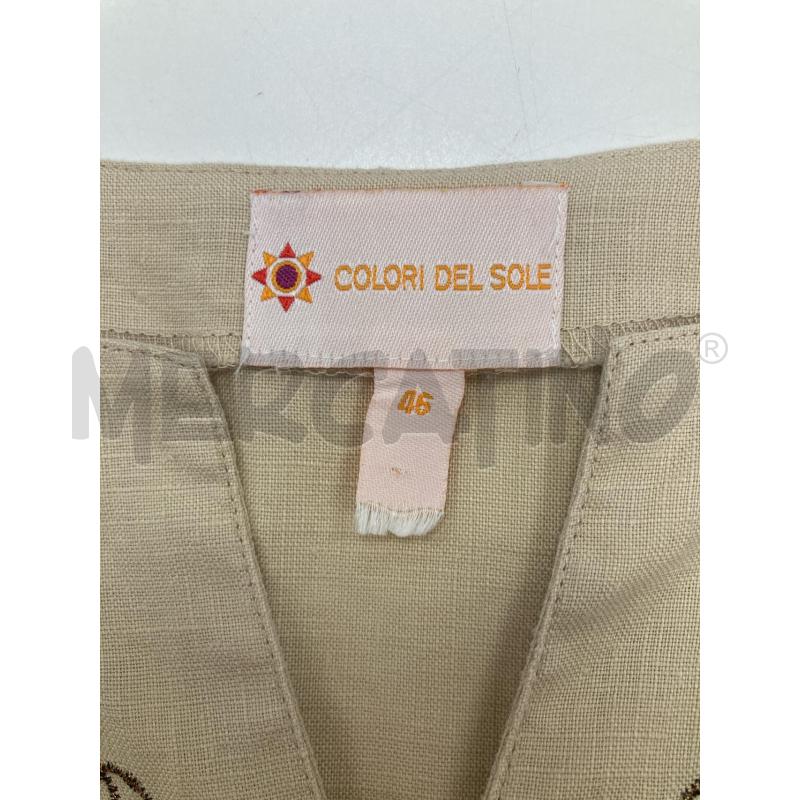 MAGLIA DONNA LINO BEIGE COLLO RICAMO MARRONE COLORI DEL SOLE  | Mercatino dell'Usato Gazzada schianno 3