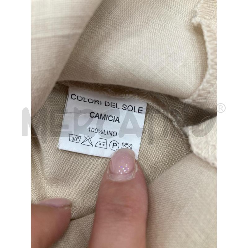MAGLIA DONNA LINO BEIGE COLLO RICAMO MARRONE COLORI DEL SOLE  | Mercatino dell'Usato Gazzada schianno 5