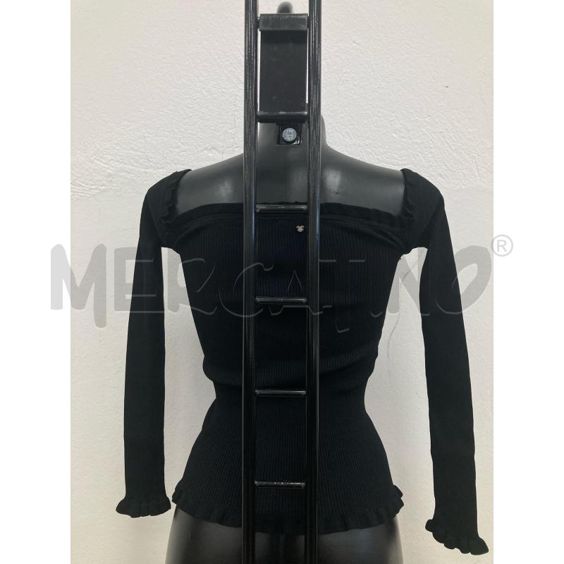 MAGLIA DONNA MOTIVI NERA COSTINE COLLO BARCHETTA | Mercatino dell'Usato Gazzada schianno 2