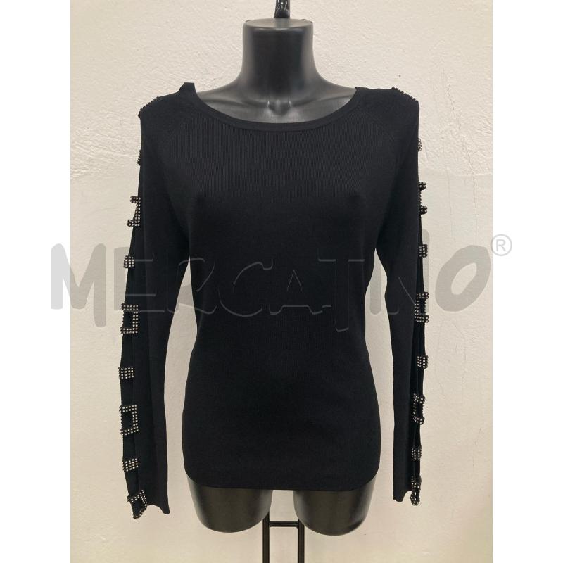 MAGLIA DONNA PARAH NERA SPALLE QUADRATI BRILLANTINI | Mercatino dell'Usato Gazzada schianno 1