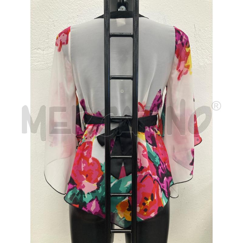 MAGLIA DONNA SETA BIANCA CINTURA NERA SOTTO FIORATO | Mercatino dell'Usato Gazzada schianno 2