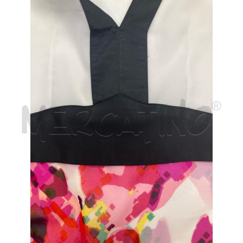 MAGLIA DONNA SETA BIANCA CINTURA NERA SOTTO FIORATO | Mercatino dell'Usato Gazzada schianno 4
