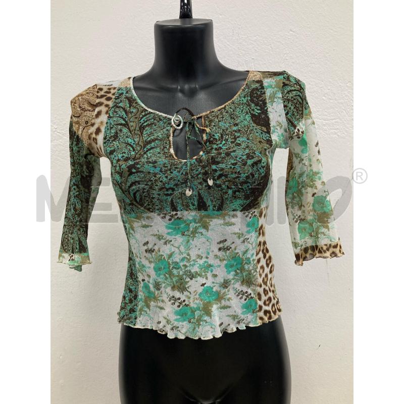 MAGLIETTA DONNA ROBERTO CAVALLI VERDE BEIGE | Mercatino dell'Usato Gazzada schianno 1