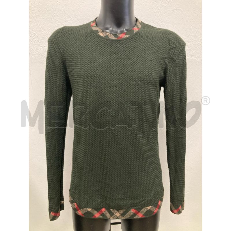 MAGLIONE BURBERRY BRIT VERDE COLLO E POLSINI CHECK  | Mercatino dell'Usato Gazzada schianno 2