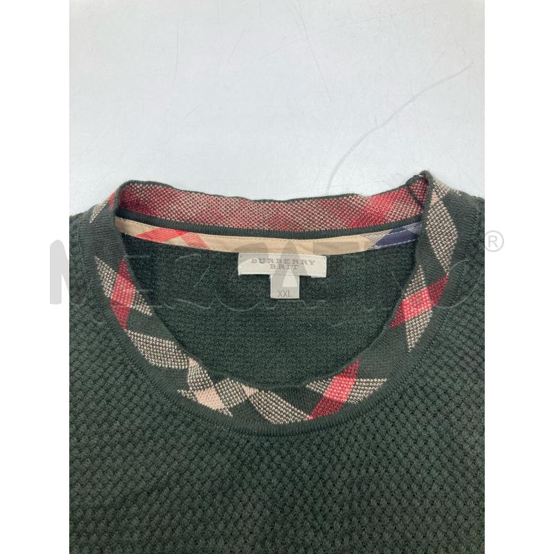 MAGLIONE BURBERRY BRIT VERDE COLLO E POLSINI CHECK  | Mercatino dell'Usato Gazzada schianno 3