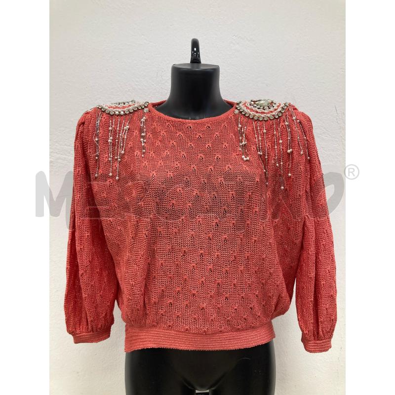 MAGLIONE DONNA IO DONNA VINTAGE SALMONE SPALLE GIOIELLO | Mercatino dell'Usato Gazzada schianno 1