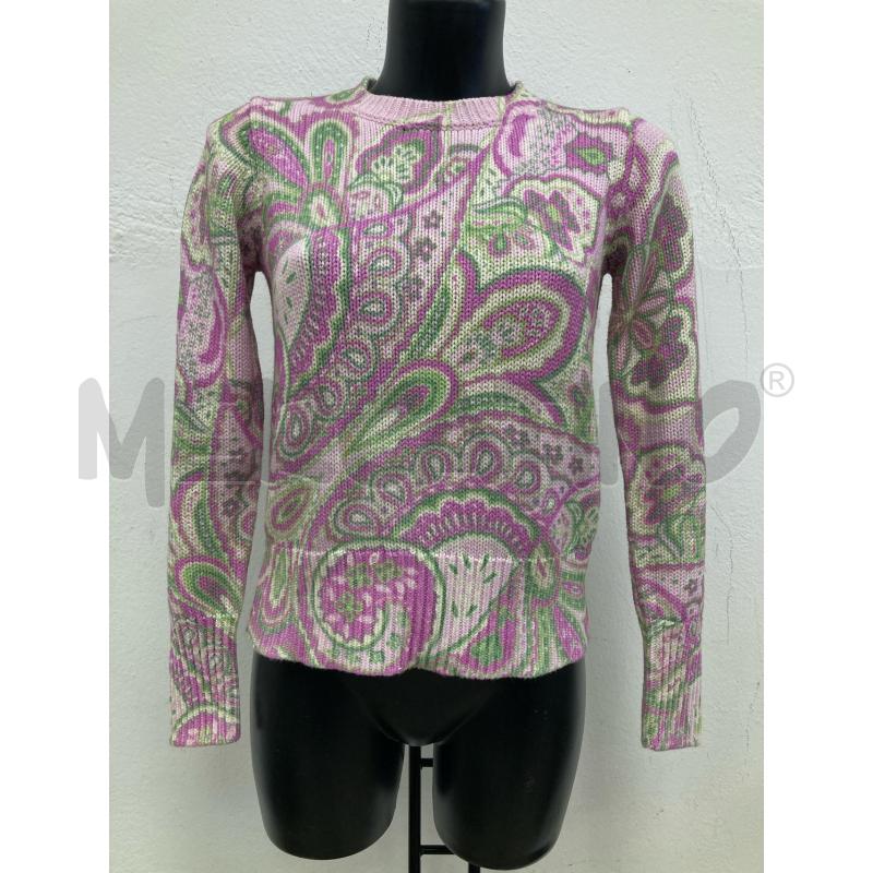 MAGLIONE DONNA LUISA SPAGNOLI ROSA FIORI FUXIA VERDI | Mercatino dell'Usato Gazzada schianno 1