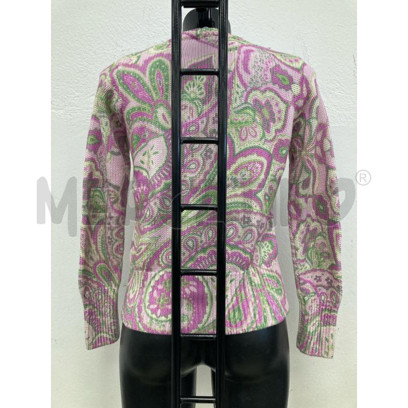 MAGLIONE DONNA LUISA SPAGNOLI ROSA FIORI FUXIA VERDI | Mercatino dell'Usato Gazzada schianno 2