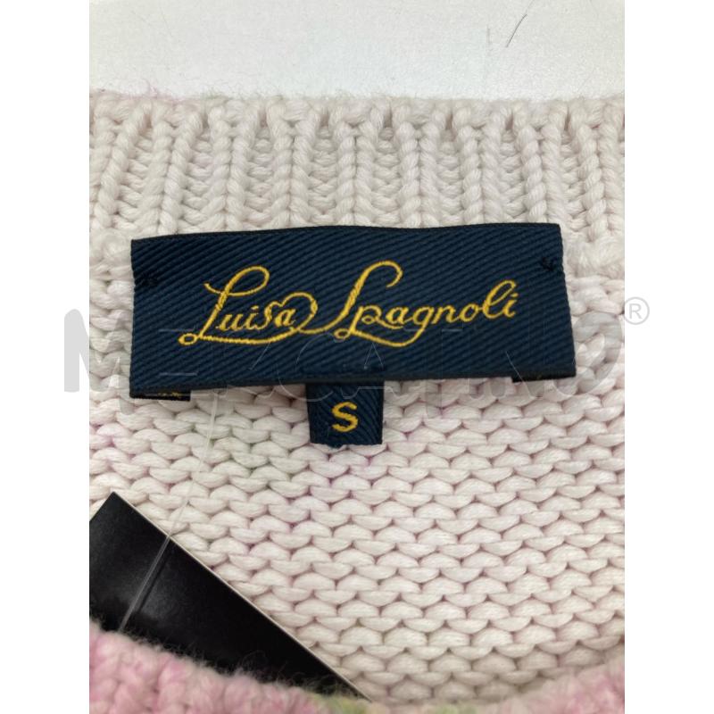 MAGLIONE DONNA LUISA SPAGNOLI ROSA FIORI FUXIA VERDI | Mercatino dell'Usato Gazzada schianno 3