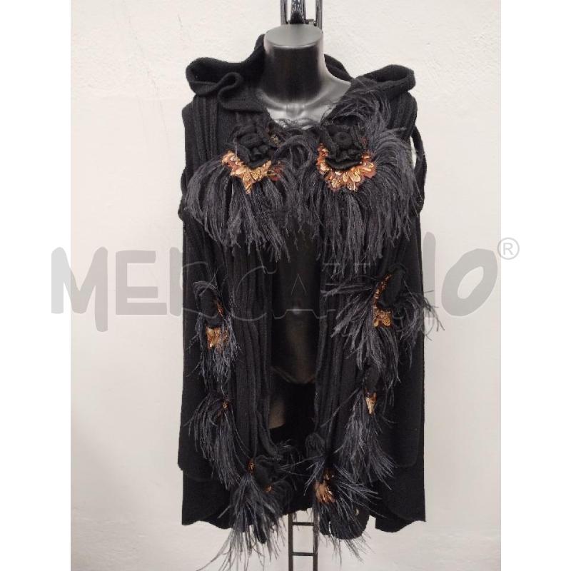 MANTELLA DONNA HUGO BOSS LANA NERA PIUME | Mercatino dell'Usato Gazzada schianno 1