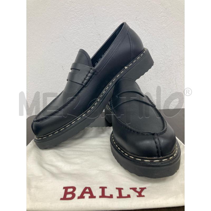 MOCASSINI PELLE UOMO BALLY NERI CUCITURE BIANCHE | Mercatino dell'Usato Gazzada schianno 1