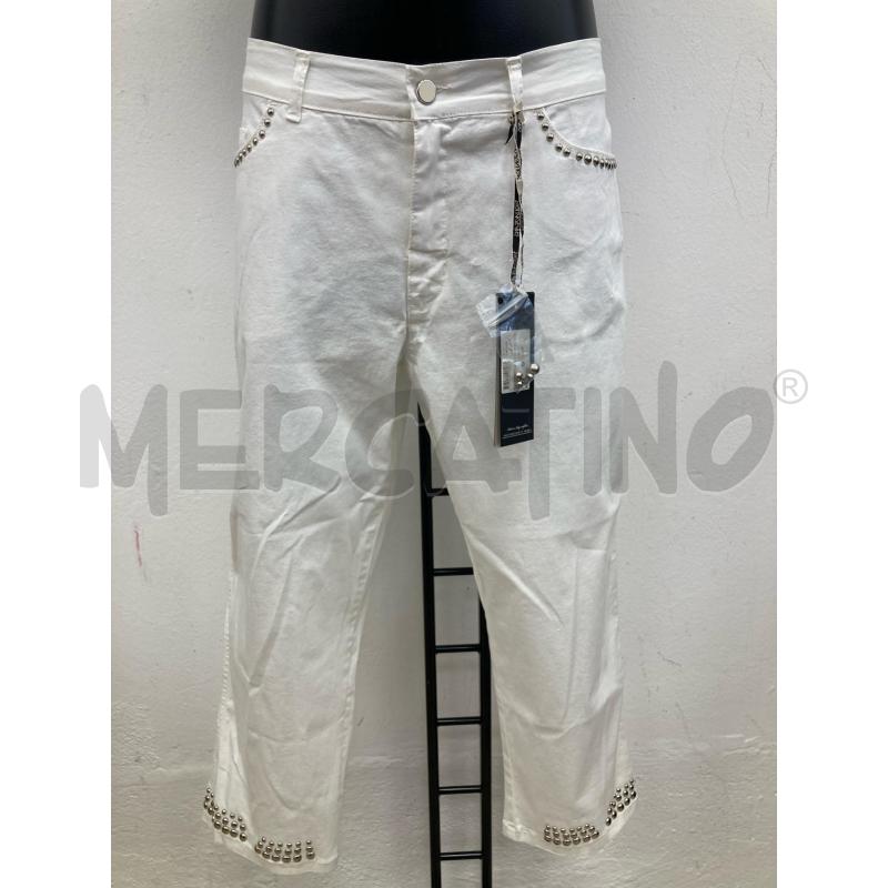 PANTALONE DONNA AQUAJEANS BIANCO RIVETTI ARGENTO CARTELLINO | Mercatino dell'Usato Gazzada schianno 1