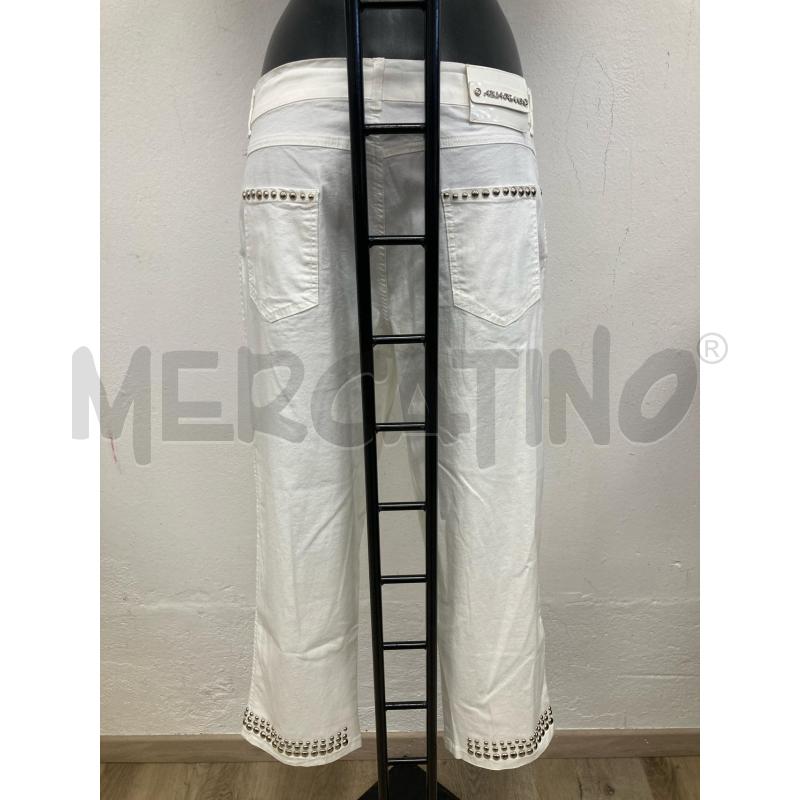 PANTALONE DONNA AQUAJEANS BIANCO RIVETTI ARGENTO CARTELLINO | Mercatino dell'Usato Gazzada schianno 2